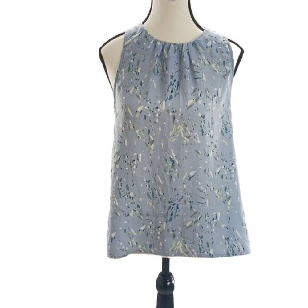 A New Day Sleeveless Blouse Blue Abstract Flowy Womens Size Small